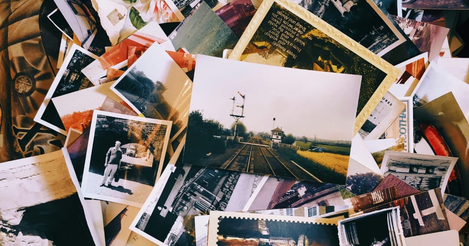 A riot of loose photographs makes a palimpsest of memories